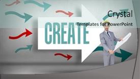  Presentation with create - Presentation theme enhanced with blueprint white blue red - word create and serious architect background and a mint green colored foreground