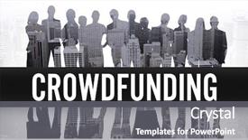 Presentation with crowdfunding - Slides consisting of word crowdfunding against white background background and a gray colored foreground