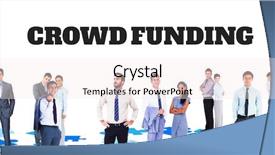  Presentation with crowdfunding - Theme with word crowdfunding against white background background and a sky blue colored foreground