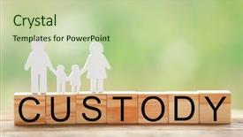  Presentation with child custody - PPT theme having word custody made of wooden background and a mint green colored foreground