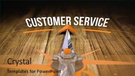  Presentation with customer service excellence - Beautiful slide set featuring word customer service and compass backdrop and a gold colored foreground