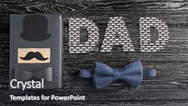  Presentation with gift - Slides having word dad and bow tie background and a dark gray colored foreground