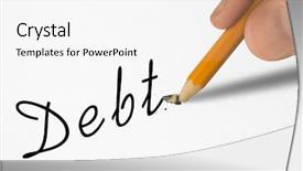  Presentation with paper - Slide deck with word-debt-on-paper background and a white colored foreground