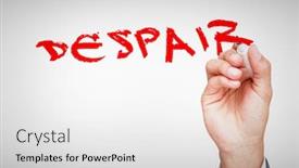  Presentation with despair - Colorful PPT layouts enhanced with word despair against hand holding a marker backdrop and a white colored foreground