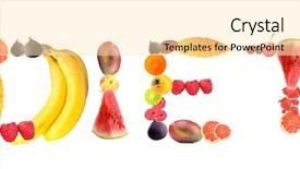  Presentation with diet - Presentation design consisting of word diet made of fruits background and a blonde colored foreground