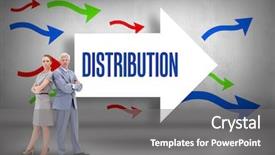  Presentation with distribution - Audience pleasing PPT theme consisting of word distribution and serious businessman backdrop and a gray colored foreground