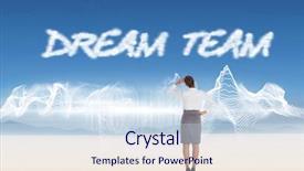  Presentation with design team - Colorful presentation enhanced with word dream team and businesswoman backdrop and a  colored foreground