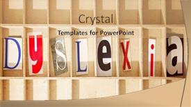 Presentation with dyslexia - PPT theme with word-dyslexia-with-magazine-letters background and a coral colored foreground