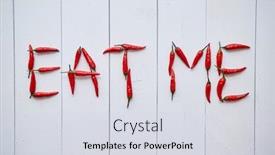  Presentation with red chilli - Amazing slide deck having word-eat-me-formed backdrop and a sky blue colored foreground