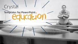  Presentation with lecture hall - Beautiful theme featuring word education against lecturer sitting in lecture hall backdrop and a light gray colored foreground