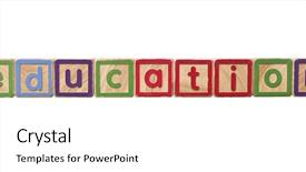  Presentation with blocks - PPT layouts featuring word education built of play background and a white colored foreground