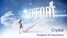  Presentation with effort - Colorful PPT theme enhanced with word effort and businesswoman stepping backdrop and a sky blue colored foreground