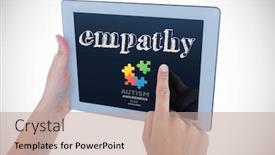  Presentation with empathy - Cool new slide set with using tablet pc against autism backdrop and a coral colored foreground