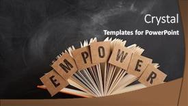  Presentation with empower - Audience pleasing theme consisting of word-empower-and-book backdrop and a dark gray colored foreground