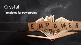  Presentation with empower - Theme enhanced with word-empower-and-book background and a dark gray colored foreground