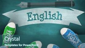  Presentation with work the word in your life - PPT layouts featuring word english and casual shoes background and a ocean colored foreground