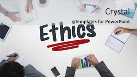  Presentation with business ethics - Amazing presentation design having word-ethics-against-business-meeting backdrop and a light gray colored foreground