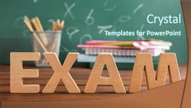  Presentation with wooden english letters alphabet - Colorful presentation theme enhanced with word exam made of wooden backdrop and a  colored foreground