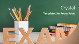  Presentation with exam - Presentation design with word exam made of wooden background and a ocean colored foreground
