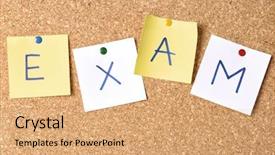  Presentation with corkboard - Amazing presentation design having word exam on corkboard backdrop and a coral colored foreground