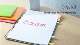  Presentation with exam - Cool new PPT theme with word exam written in notebook backdrop and a light blue colored foreground