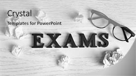  Presentation with wooden english letters alphabet - Presentation featuring word exams made of letters background and a  colored foreground