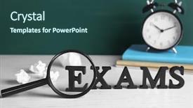  Presentation with magnifying glass - Presentation theme enhanced with word exams made of letters background and a ocean colored foreground