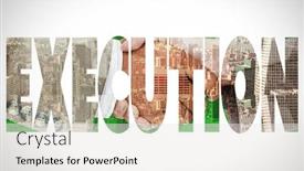  Presentation with peoples - PPT layouts with word execution and side view of business peoples hands shaking against room with large window looking on city background and a white colored foreground