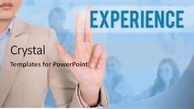  Presentation with experience - Beautiful slides featuring word experience and businesswoman touching against blue background backdrop and a lemonade colored foreground