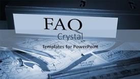  Presentation with blue and orange business - Colorful slides enhanced with word faq on blue business binder on a desk backdrop and a light blue colored foreground