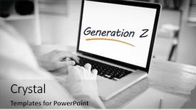  Presentation with generation - Slides with word generation z against businessman background and a  colored foreground