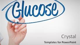  Presentation with whiteboard - Colorful presentation design enhanced with word glucose against female hand holding whiteboard marker backdrop and a light gray colored foreground