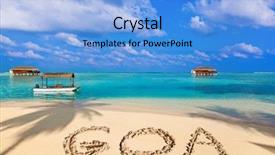  Presentation with goa - Presentation theme having word goa on beach - concept background and a light blue colored foreground