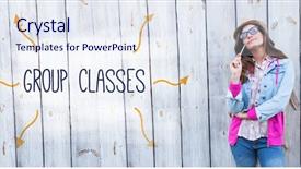  Presentation with paint brush - Amazing PPT layouts having word group classes against thoughtful woman holding paint brush backdrop and a sky blue colored foreground