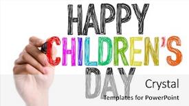  Presentation with childrens - Slide set with word happy childrens day background and a white colored foreground