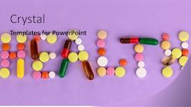  Presentation with tablets - Colorful presentation theme enhanced with word-health-laid-out backdrop and a light blue colored foreground