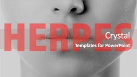  Presentation with herpes virus - PPT theme enhanced with virus dermatology - word herpes and female lips background and a coral colored foreground