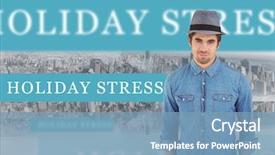  Presentation with holiday stress - Theme having word holiday stress and portrait background and a teal colored foreground