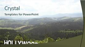  Presentation with hollywood star - Colorful presentation theme enhanced with word hollywood on landscape background backdrop and a sky blue colored foreground