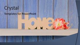  Presentation with blue flower bulb field - Presentation theme consisting of word home with amaryllis flowers background and a  colored foreground
