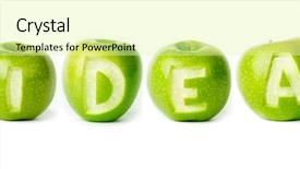  Presentation with fresh water splash green apple isolated white - Cool new slide deck with word idea made of green backdrop and a blonde colored foreground