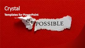  Presentation with possible - Theme enhanced with word impossible torn in two background and a crimson colored foreground