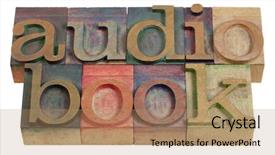  Presentation with audiobook - Slide deck having word in vintage wooden letterpress background and a coral colored foreground