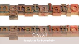  Presentation with congratulations - Beautiful PPT theme featuring word in vintage wooden letterpress backdrop and a coral colored foreground