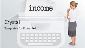  Presentation with thinking - Colorful presentation theme enhanced with word income and thinking businesswoman backdrop and a white colored foreground