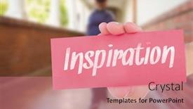  Presentation with helping hand - Beautiful slide deck featuring word inspiration and hand showing card against pretty teacher helping pupils in classroom backdrop and a coral colored foreground