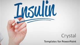  Presentation with insulin - Theme having word insulin against female hand holding whiteboard marker background and a light gray colored foreground