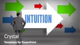  Presentation with arrows - Beautiful PPT theme featuring word intuition and businessman backdrop and a gray colored foreground