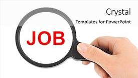  Presentation with magnifying glass - PPT theme with tren chart - woman at train station sit background and a gray colored foreground