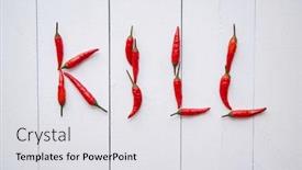  Presentation with red chilli - Slide deck with word-kill-formed background and a light gray colored foreground